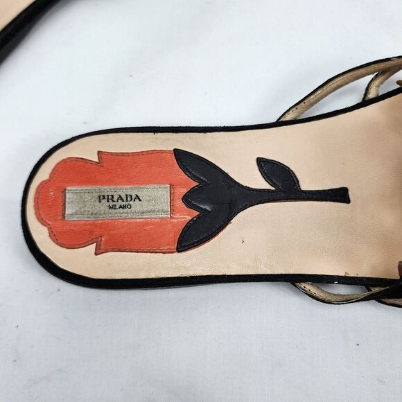 Prada James Jean Fairy Collection Black and Pink Women's Sandals Size 8.5 - Picture 7 of 10
